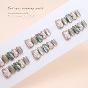 N-244- Daisy Flower - Press On Nail Set Of 24 - Free 24 Pcs Sticker Sheet Included