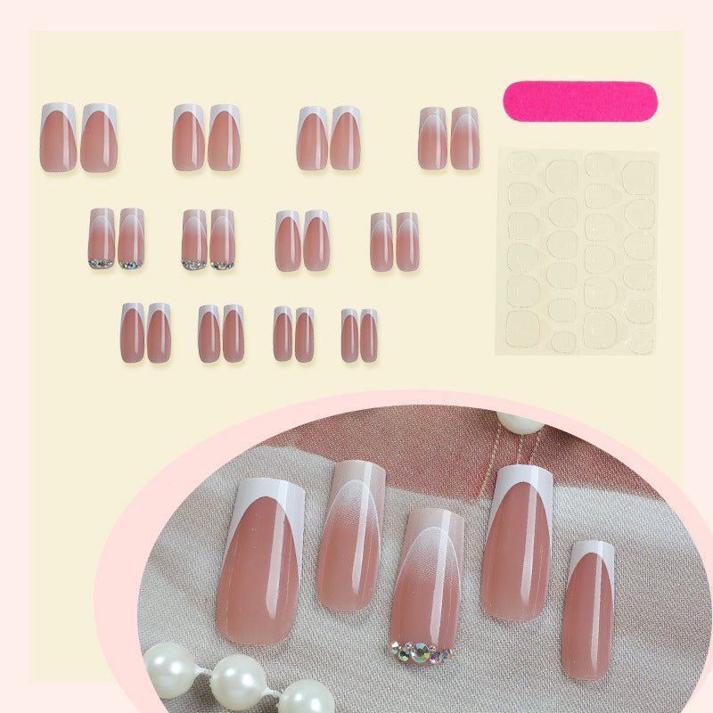 N-214 - Fancy Pink  - Press On Nail Set Of 24 - Free Nail Kit Included