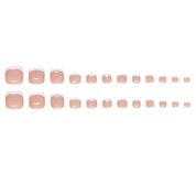N-351 - Pink Simple French - Toenail Set Of 24- Free 24 Pcs Sticker Sheet Included