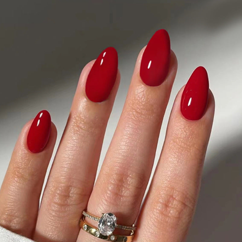 N-259 - Scarlet Red - Press On Nail Set Of 24 - Free 24 Pcs Sticker Sheet Included