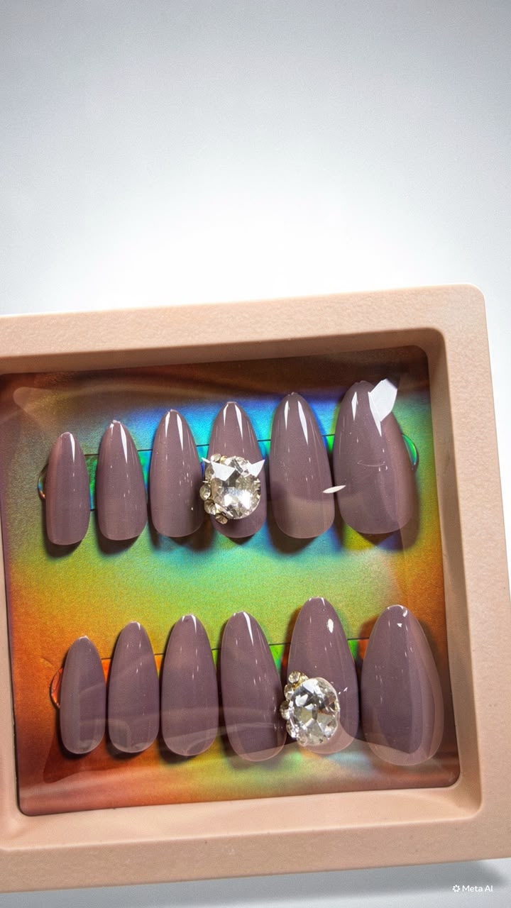 N-2 - Gold Foil Flower Peach - Press On Nail Set Of 12 - Free 24 Pcs Sticker Sheet Included