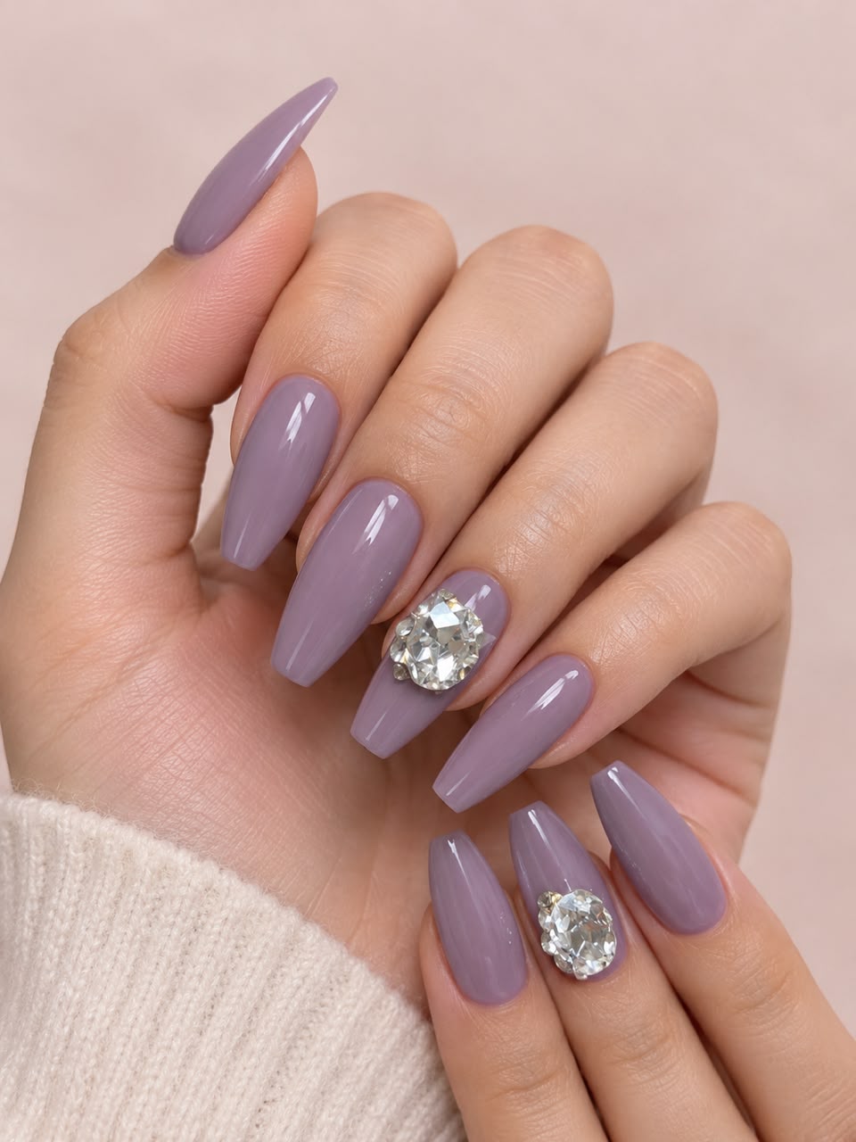 N-2 - Gold Foil Flower Peach - Press On Nail Set Of 12 - Free 24 Pcs Sticker Sheet Included
