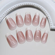 N-141 - Salmon Pink - Press On Nail Set Of 24 - Free 24 Pcs Sticker Sheet Included