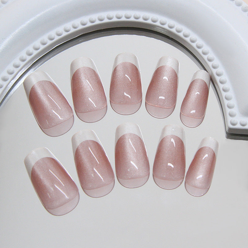 N-141 - Salmon Pink - Press On Nail Set Of 24 - Free 24 Pcs Sticker Sheet Included