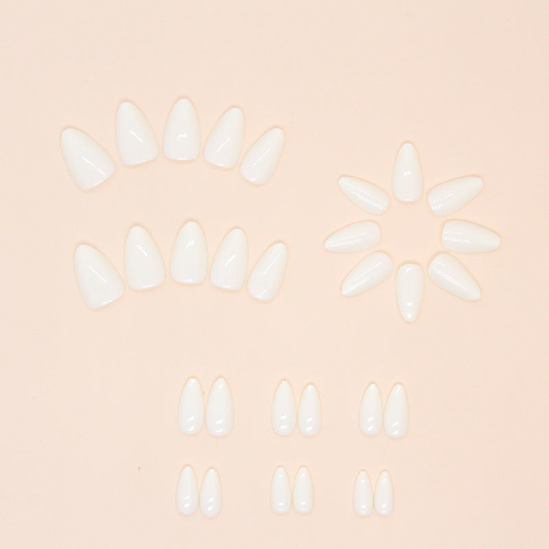 N-103 - Off White  - Press On Nail Set Of 24 - Free 24 Pcs Sticker Sheet Included