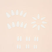 N-103 - Off White  - Press On Nail Set Of 24 - Free 24 Pcs Sticker Sheet Included