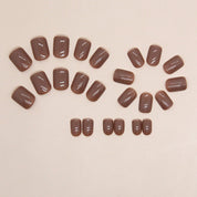 N-108 - Cinnamon Brown - Press On Nail Set Of 24  - Free 24 Pcs Sticker Sheet Included
