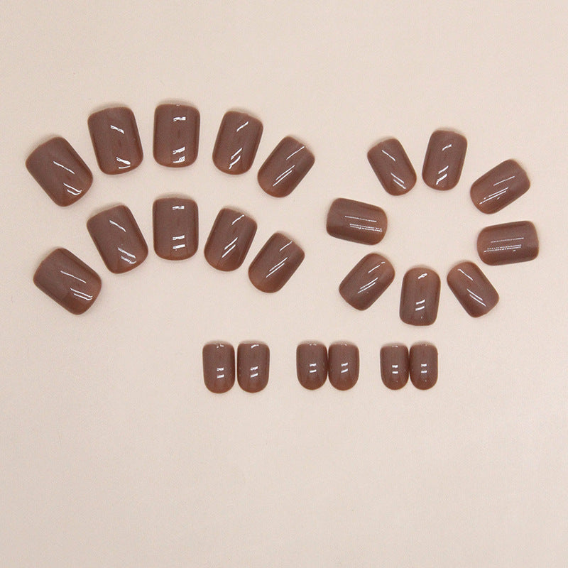 N-108 - Cinnamon Brown - Press On Nail Set Of 24  - Free 24 Pcs Sticker Sheet Included