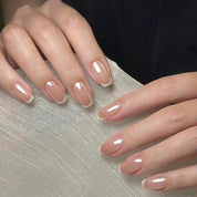 N-124 - Peachy Pink  - Press On Nail Set Of 24 - Free 24 Pcs Sticker Sheet Included