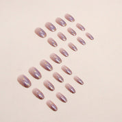 N-116 - Sparkle Pink - Press On Nail Set Of 24 - Free 24 Pcs Sticker Sheet Included