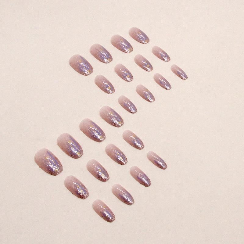 N-116 - Sparkle Pink - Press On Nail Set Of 24 - Free 24 Pcs Sticker Sheet Included