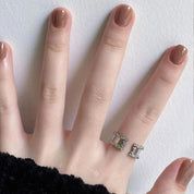 N-108 - Cinnamon Brown - Press On Nail Set Of 24  - Free 24 Pcs Sticker Sheet Included