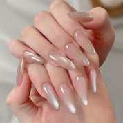 N-136 - Shiny Pink Long - Press On Nail Set Of 24 - Free 24 Pcs Sticker Sheet Included