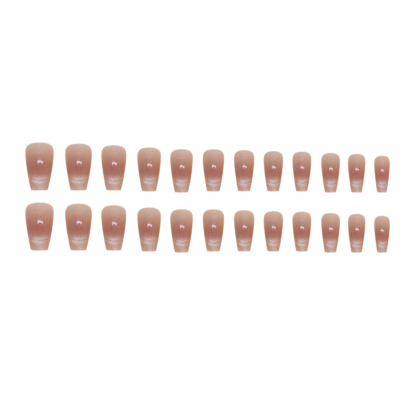 N-146 - Shiny White Salmon Pink Shade - Press On Nail Set Of 24 - Free 24 Pcs Sticker Sheet Included