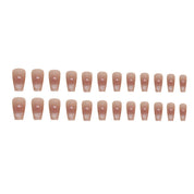 N-146 - Shiny White Salmon Pink Shade - Press On Nail Set Of 24 - Free 24 Pcs Sticker Sheet Included