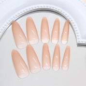 N-134 - Shiny Peachy - Press On Nail Set Of 24 - Free 24 Pcs Sticker Sheet Included