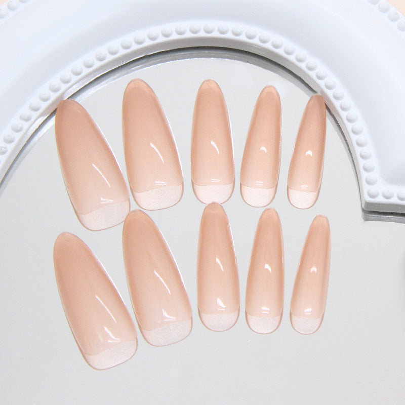 N-134 - Shiny Peachy - Press On Nail Set Of 24 - Free 24 Pcs Sticker Sheet Included