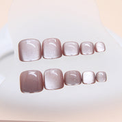 N-139 - Shiny Macaron Pink - Toenail Set Of 24 - Free 24 Pcs Sticker Sheet Included