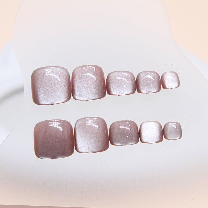 N-139 - Shiny Macaron Pink - Toenail Set Of 24 - Free 24 Pcs Sticker Sheet Included