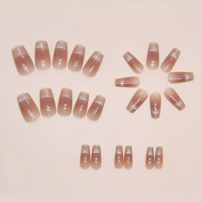 N-146 - Shiny White Salmon Pink Shade - Press On Nail Set Of 24 - Free 24 Pcs Sticker Sheet Included