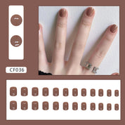 N-108 - Cinnamon Brown - Press On Nail Set Of 24  - Free 24 Pcs Sticker Sheet Included