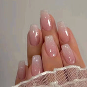 N-145 - Pink Shade - Press On Nail Set Of 24 - Free 24 Pcs Sticker Sheet Included