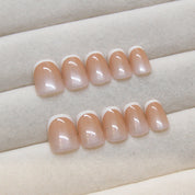 N-124 - Peachy Pink  - Press On Nail Set Of 24 - Free 24 Pcs Sticker Sheet Included