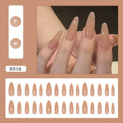 N-134 - Shiny Peachy - Press On Nail Set Of 24 - Free 24 Pcs Sticker Sheet Included