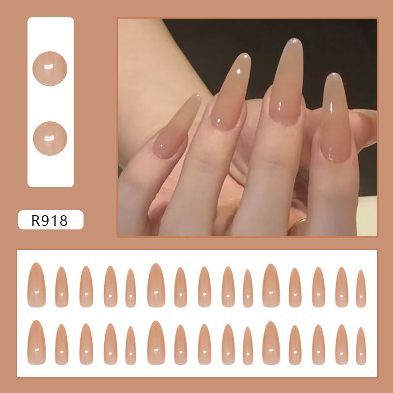 N-134 - Shiny Peachy - Press On Nail Set Of 24 - Free 24 Pcs Sticker Sheet Included
