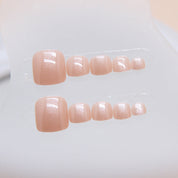 N-140 - Shiny Peachy Pink - Toenail Set Of 24 - Free 24 Pcs Sticker Sheet Included
