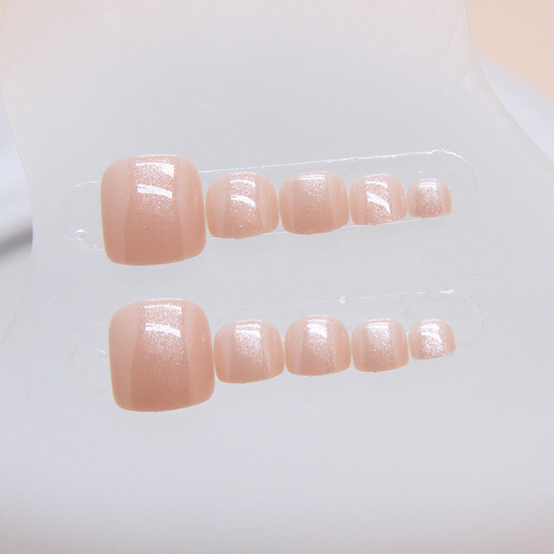 N-140 - Shiny Peachy Pink - Toenail Set Of 24 - Free 24 Pcs Sticker Sheet Included