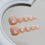 N-140 - Shiny Peachy Pink - Toenail Set Of 24 - Free 24 Pcs Sticker Sheet Included