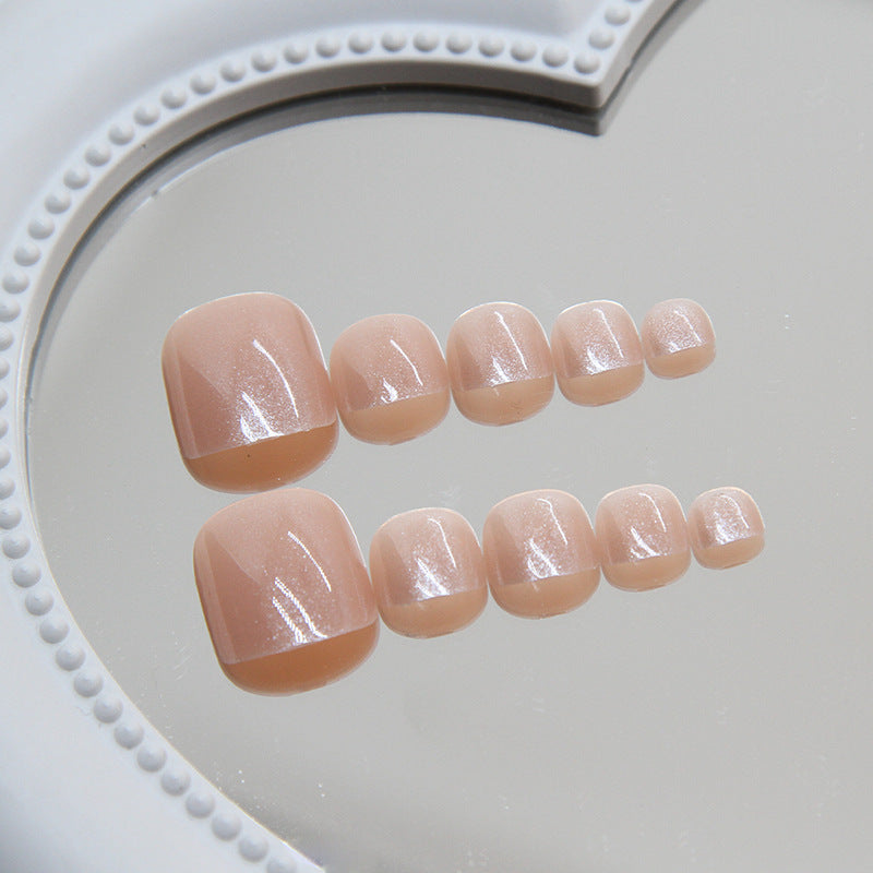 N-140 - Shiny Peachy Pink - Toenail Set Of 24 - Free 24 Pcs Sticker Sheet Included