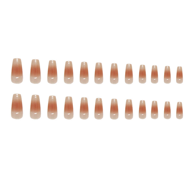 N-149 - Beige & Peach Fancy - Press On Nail Set Of 24 - Free 24 Pcs Sticker Sheet Included