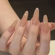 N-134 - Shiny Peachy - Press On Nail Set Of 24 - Free 24 Pcs Sticker Sheet Included