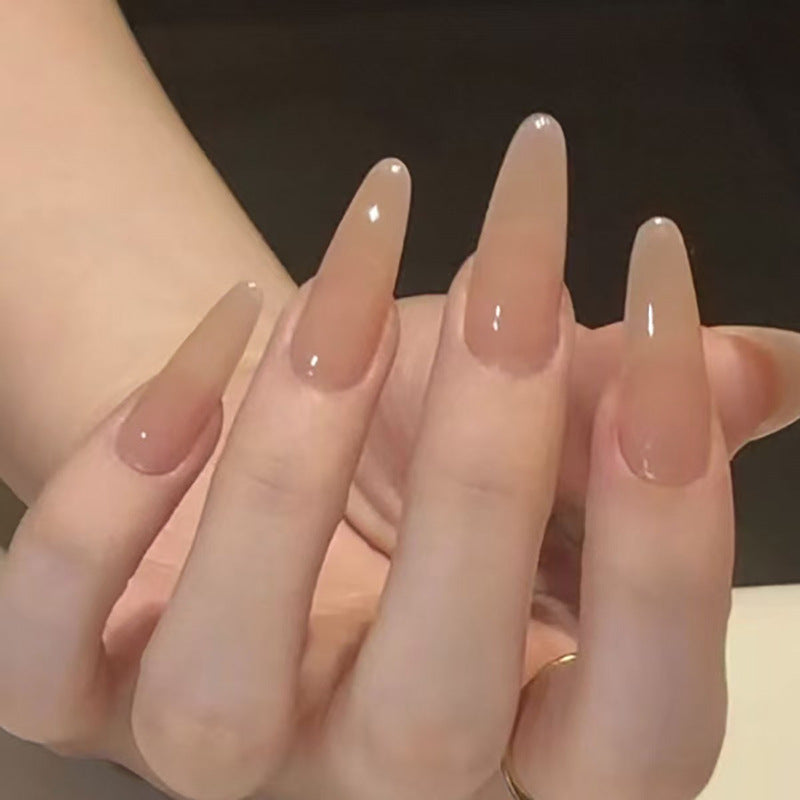N-134 - Shiny Peachy - Press On Nail Set Of 24 - Free 24 Pcs Sticker Sheet Included