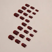 N-113 - Maroon - Press On Nail Set Of 24 - Free 24 Pcs Sticker Sheet Included