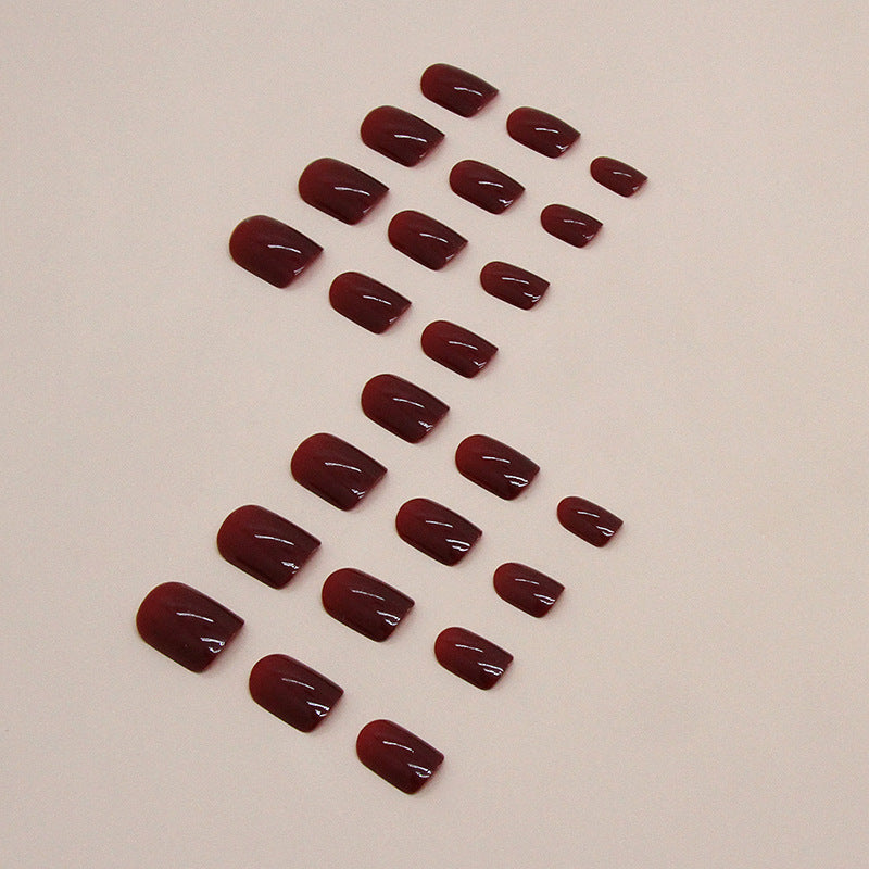 N-113 - Maroon - Press On Nail Set Of 24 - Free 24 Pcs Sticker Sheet Included