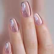 N-106- Shiny  Rose Pink - Press On Nail Set Of 24 - Free 24 Pcs Sticker Sheet Included