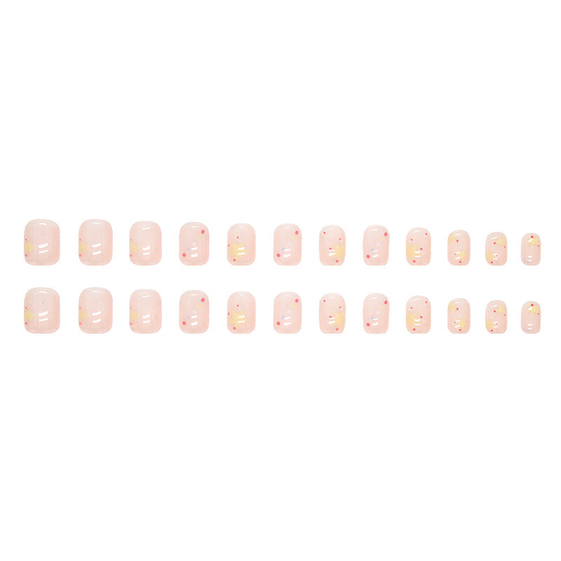 N-122 - Sparkle Stars Pink - Press On Nail Set Of 24 - Free 24 Pcs Sticker Sheet Included